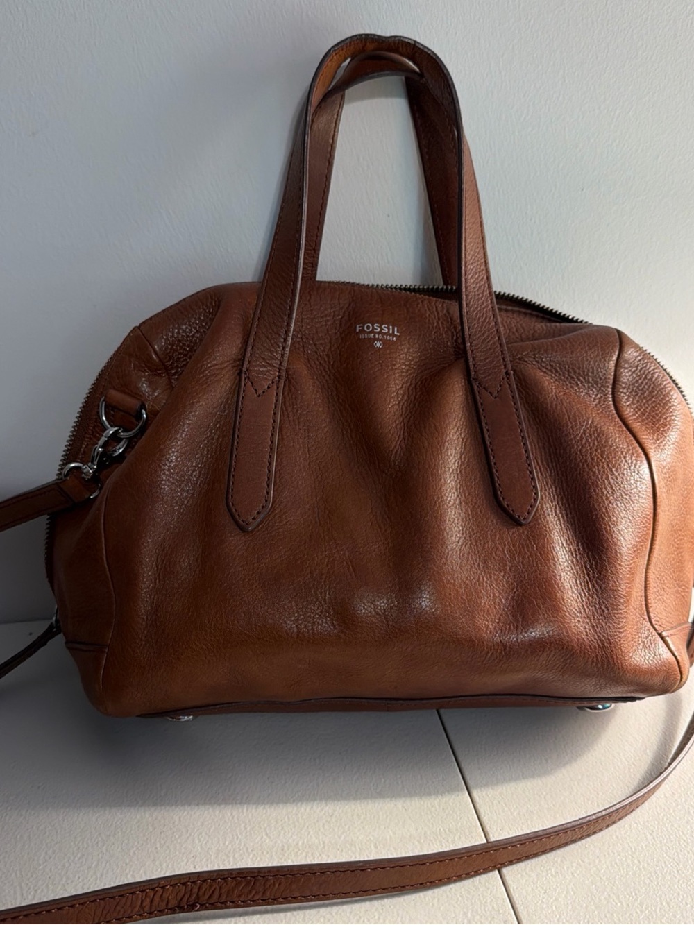 Fossil Brown Leather Satchel Handbag
